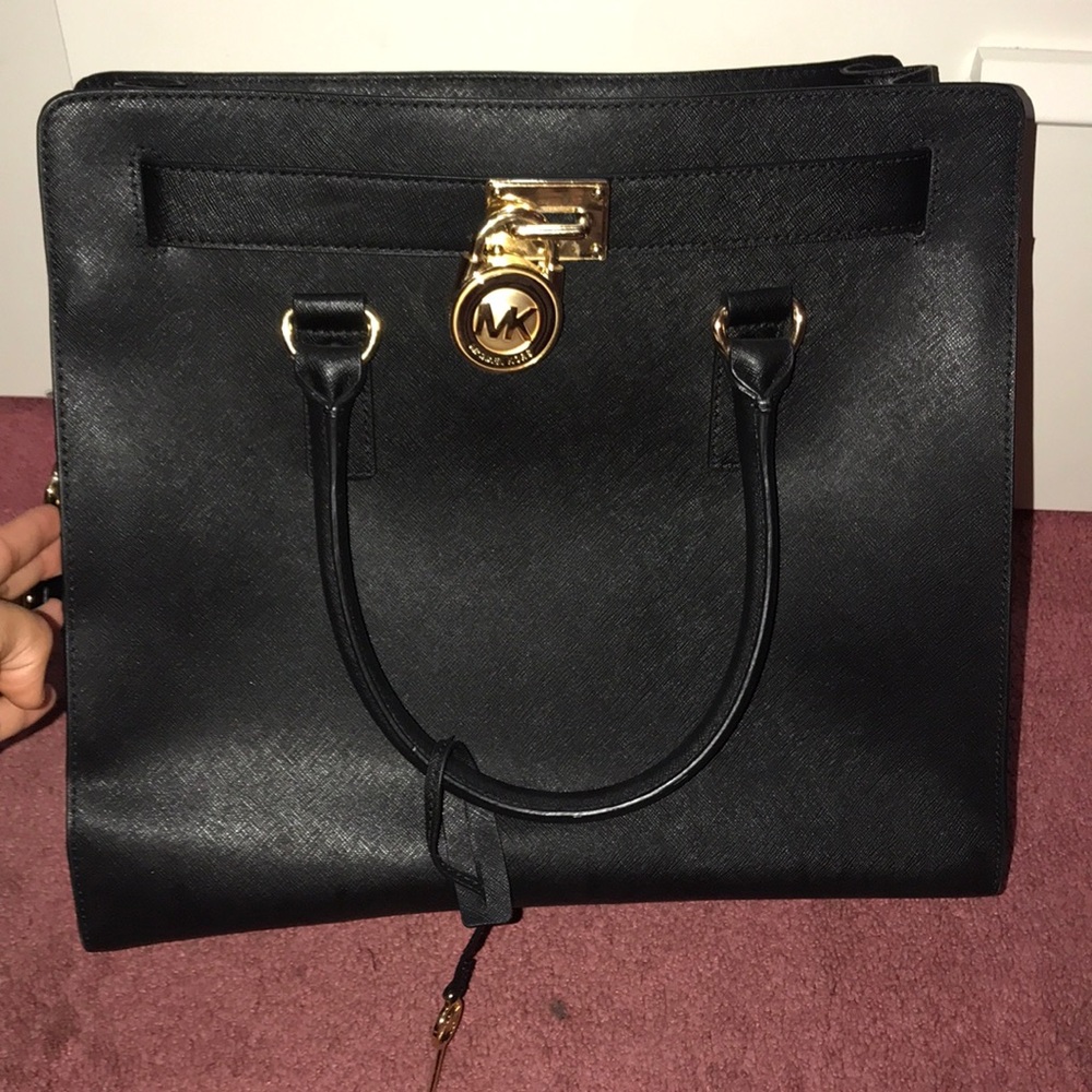 Michael Kors Black Tote Lock Bag